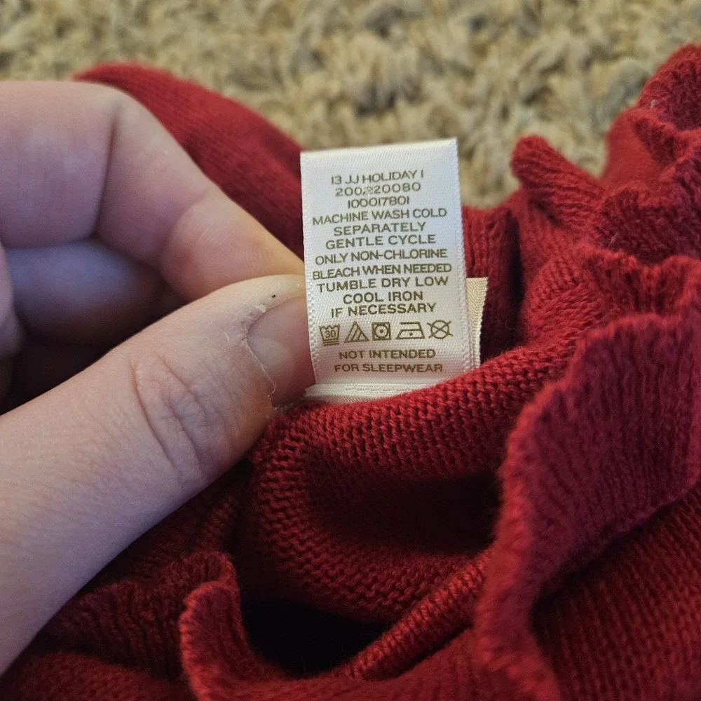 Janie & Jack Kids Red Carousel Horse‎ Knit Sweater Dress Size 4 Ruffles Collar